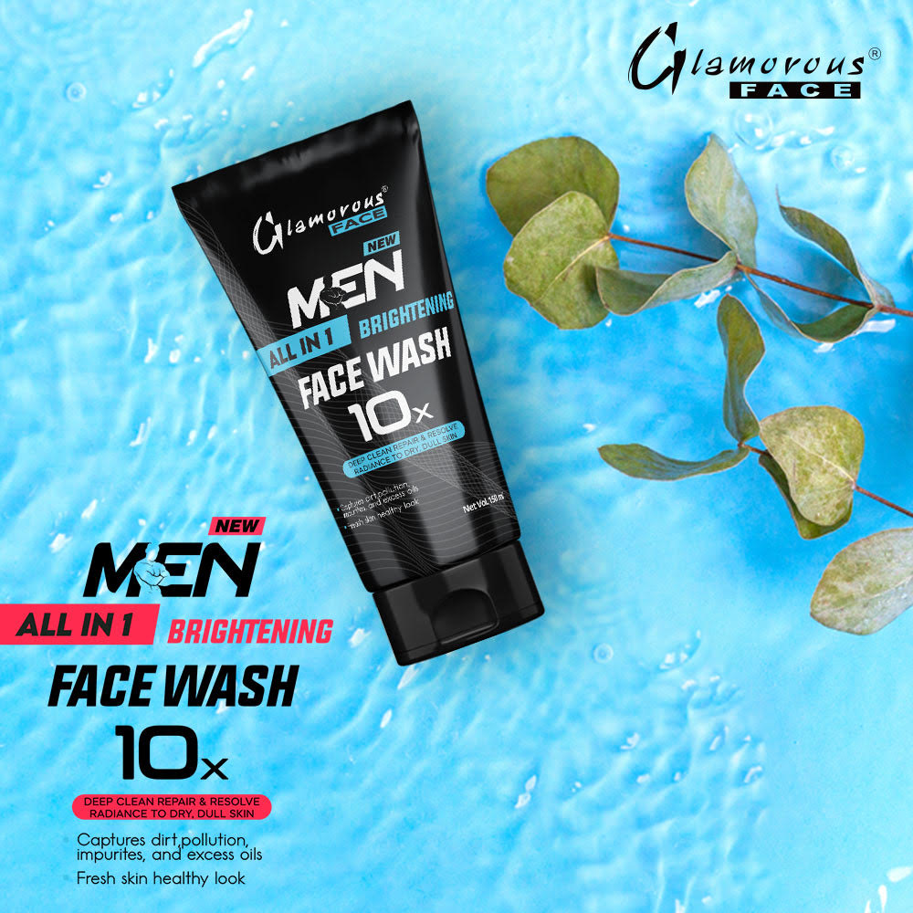 Glamorous Face Men All In 1 Face Wash 10x Deep Clean Repair And Resolve Radiance To Dry  Dull Skin