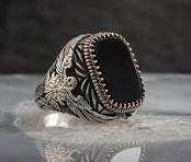 New Handmade Turkish Ring For Men Vintage Eagle Pattern Black Zircon Rings Punk Trendy Islamic Religious Muslim Jewelry