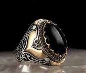 New Handmade Turkish Ring For Men Vintage Eagle Pattern Black Zircon Rings Punk Trendy Islamic Religious Muslim Jewelry