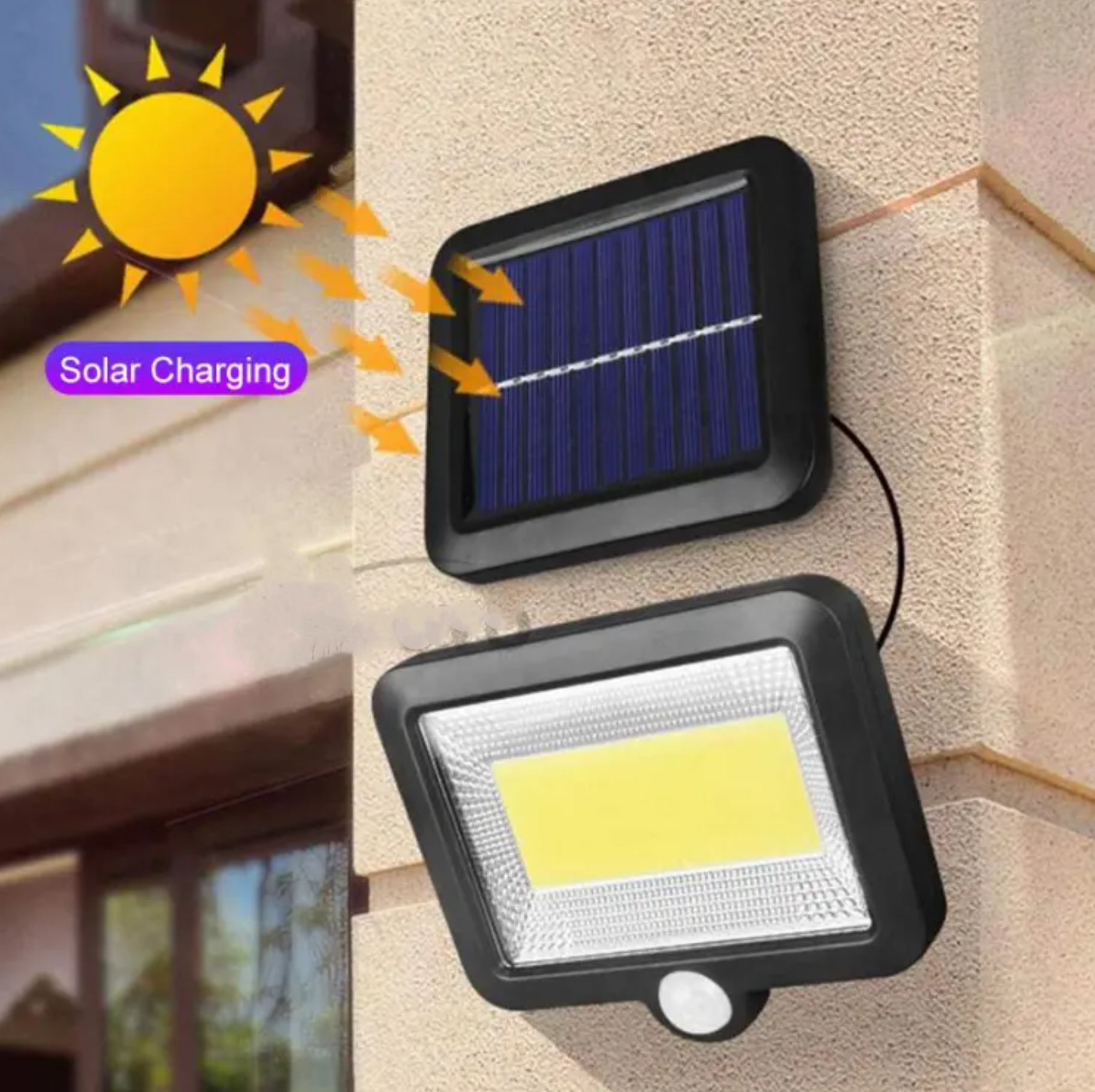 100 LED Solar Powered  Sensor Solar Light Waterproof Outdoor Garden Wall Lamp Light