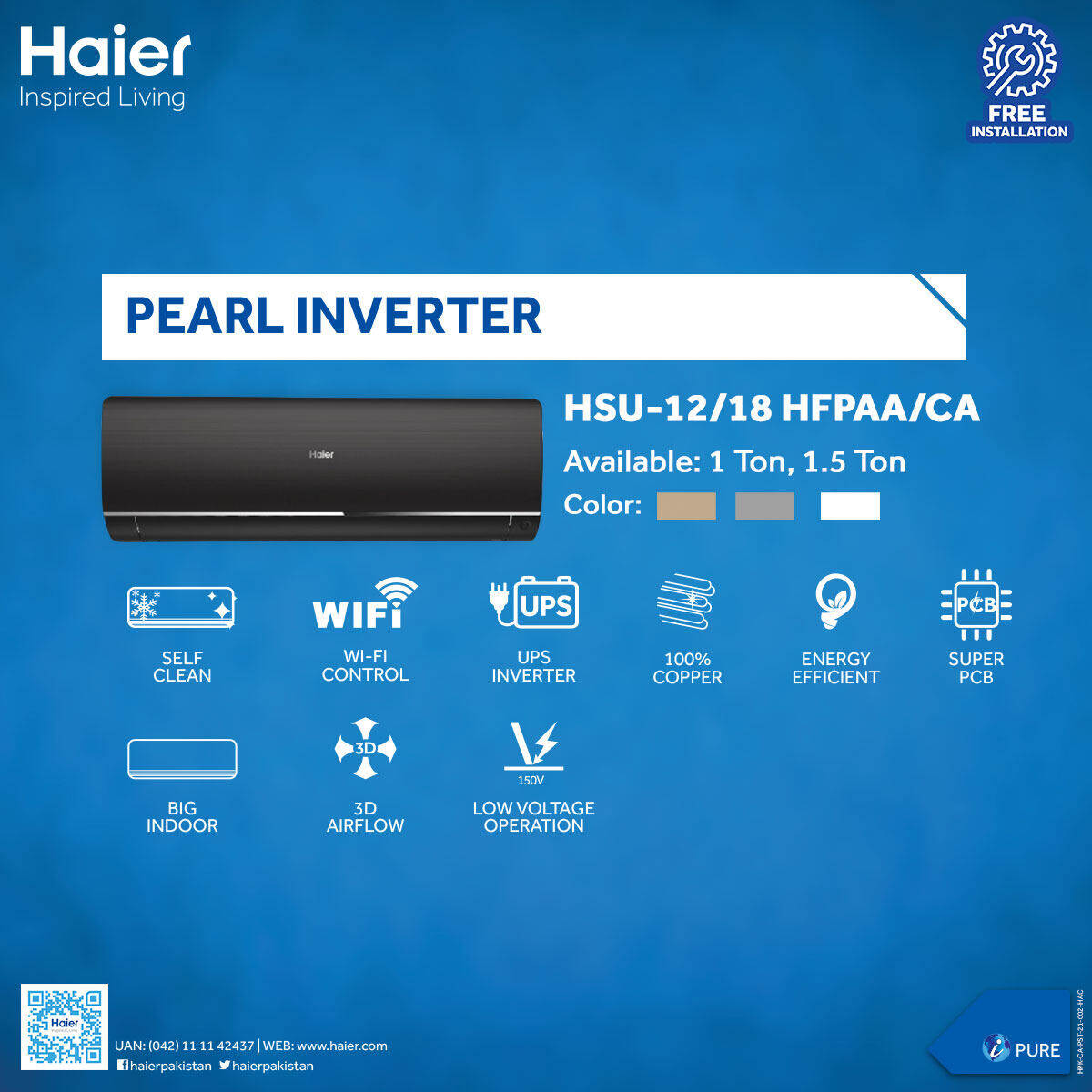 Haier Air Conditioner HSU-18 HFP (Pearl Inverter)