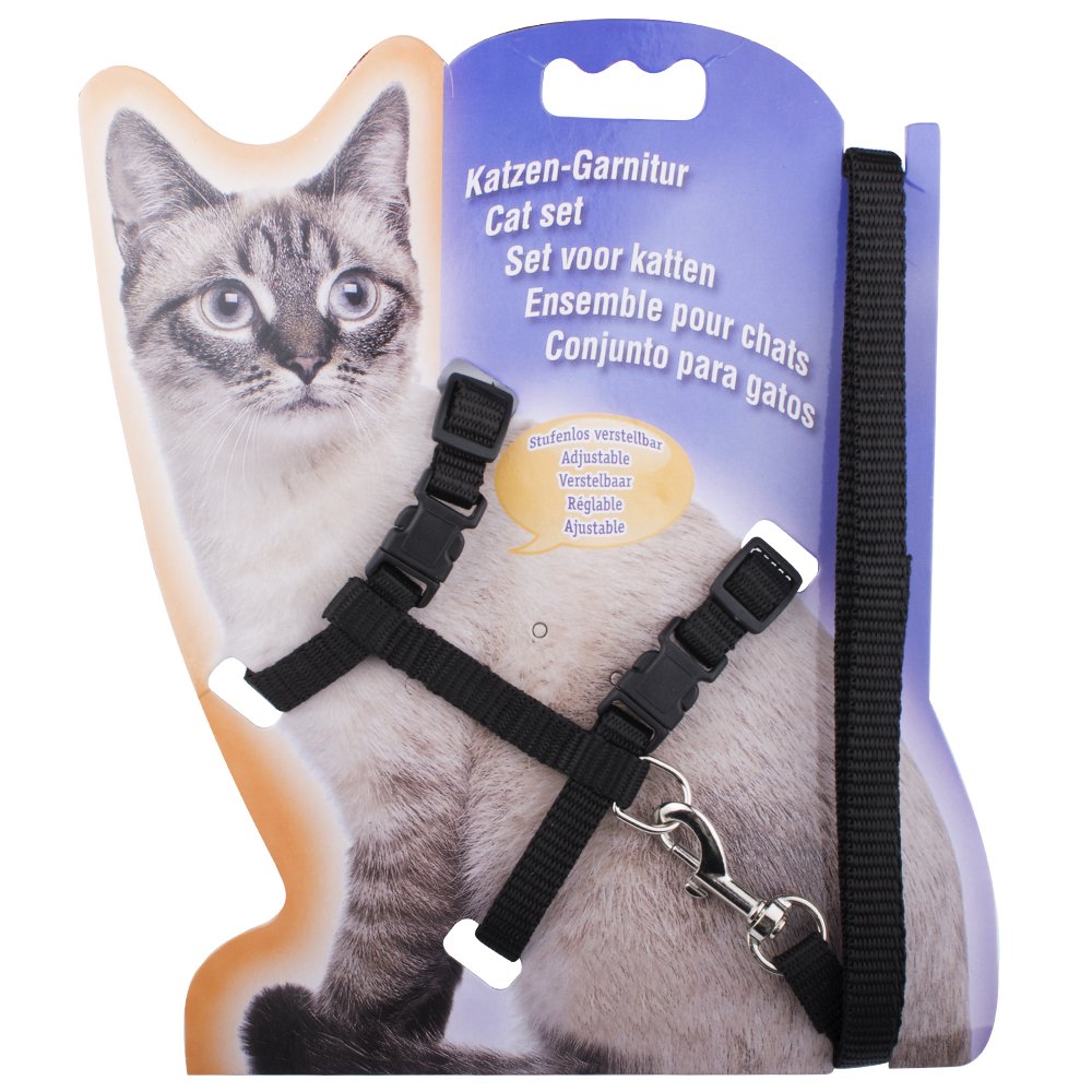 Adjustable Cat Harness Nylon Strap Collar with Leash In Multicolor Soft Quality