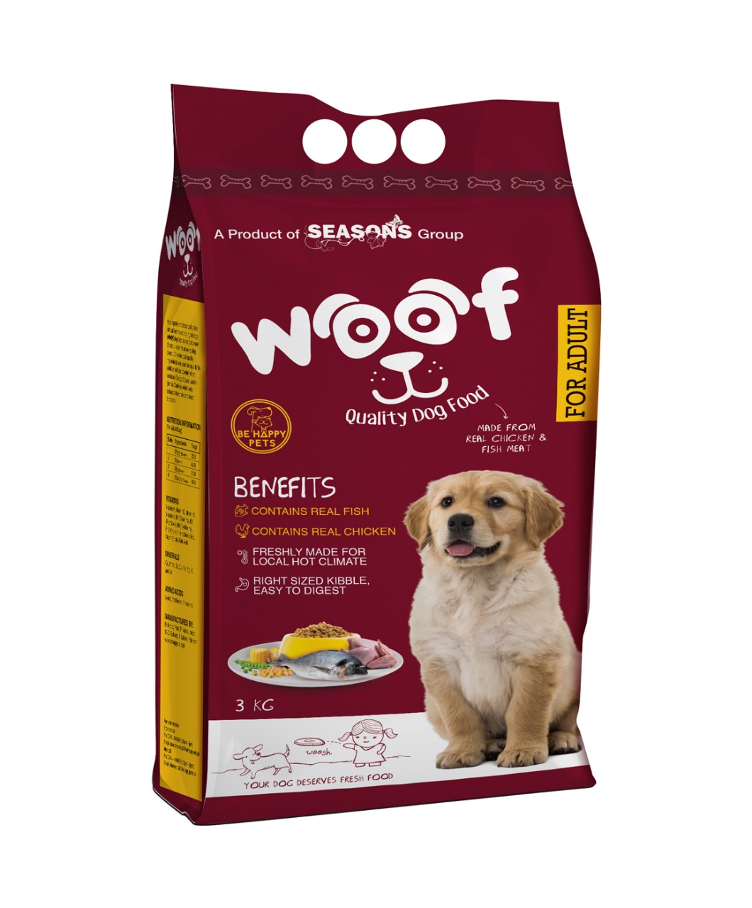 WOOF ADULT DOG FOOD 3KG