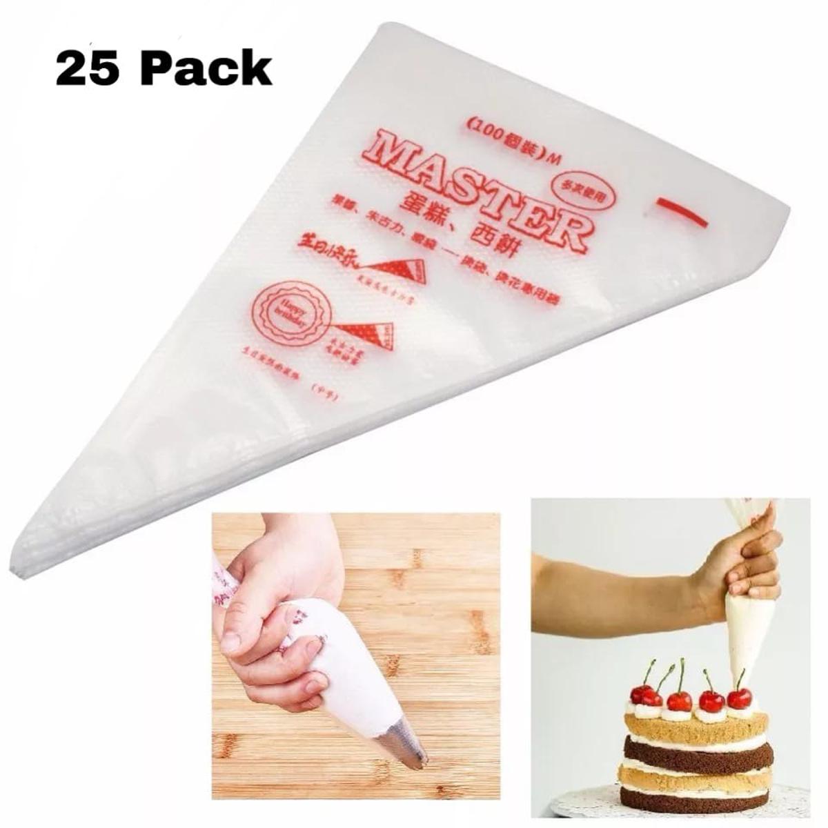 25 Pcs Disposable Piping Bags Piping Bags Generic Food Grade Plastic Icing Pip