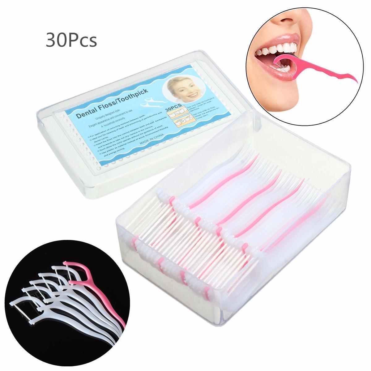 20 Pcs Dental Floss Sticks & Tooth Picks Teeth Plaque Remover Interdental 2 in 1