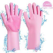 Magic Dishwashing Cleaning Sponge Gloves Reusable Silicone Brush Scrubber Gloves