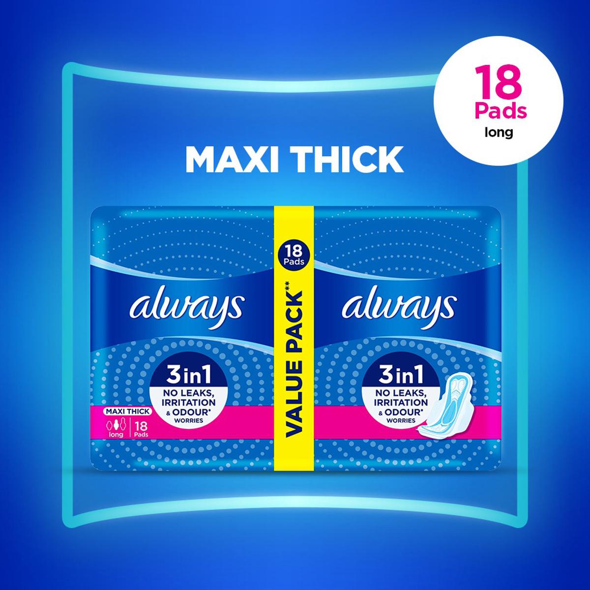 Always Thicks Maxi Sanitary Pads Long Value Pack 18 pads