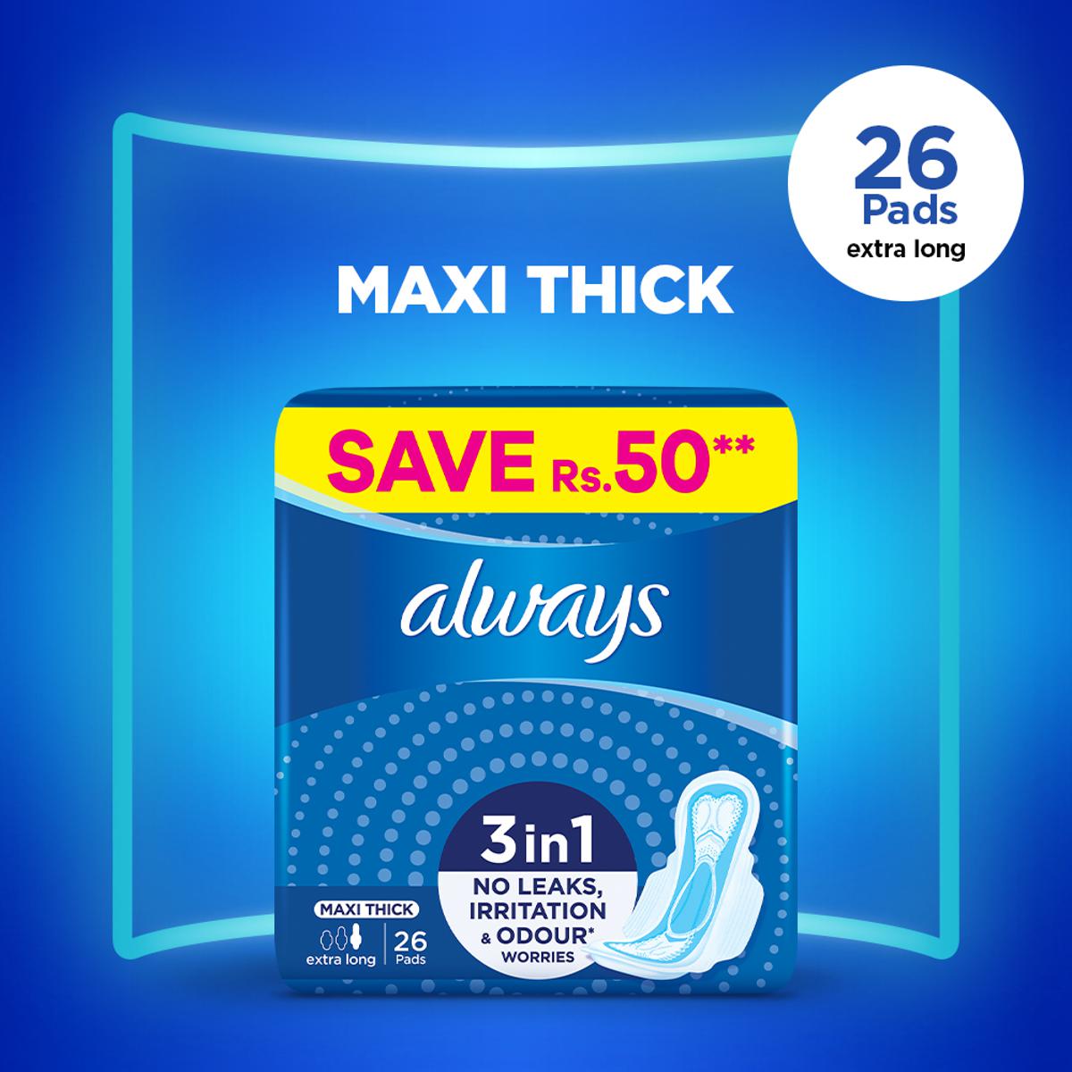 Always Thicks Sanitary Pads Extra Long Trio Pack 26 pads
