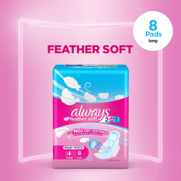 Always Feather Soft 2in1 Sanitary Pads Long Single 8 Pads