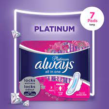 Always Platinum Sanitary Pads Long Single Pack 7 pads