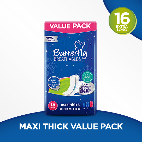 Butterfly Breathable Maxi Thick Sanitary Pads Extra Large Value Pack