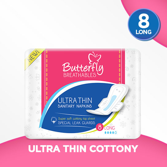 Butterfly Breathable Ultra Thin Cotton Top Sheet Sanitary Pads Large