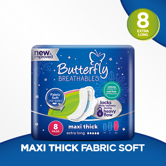 Butterfly Breathable Maxi Thick Sanitary Pads  Extra Large  Blue