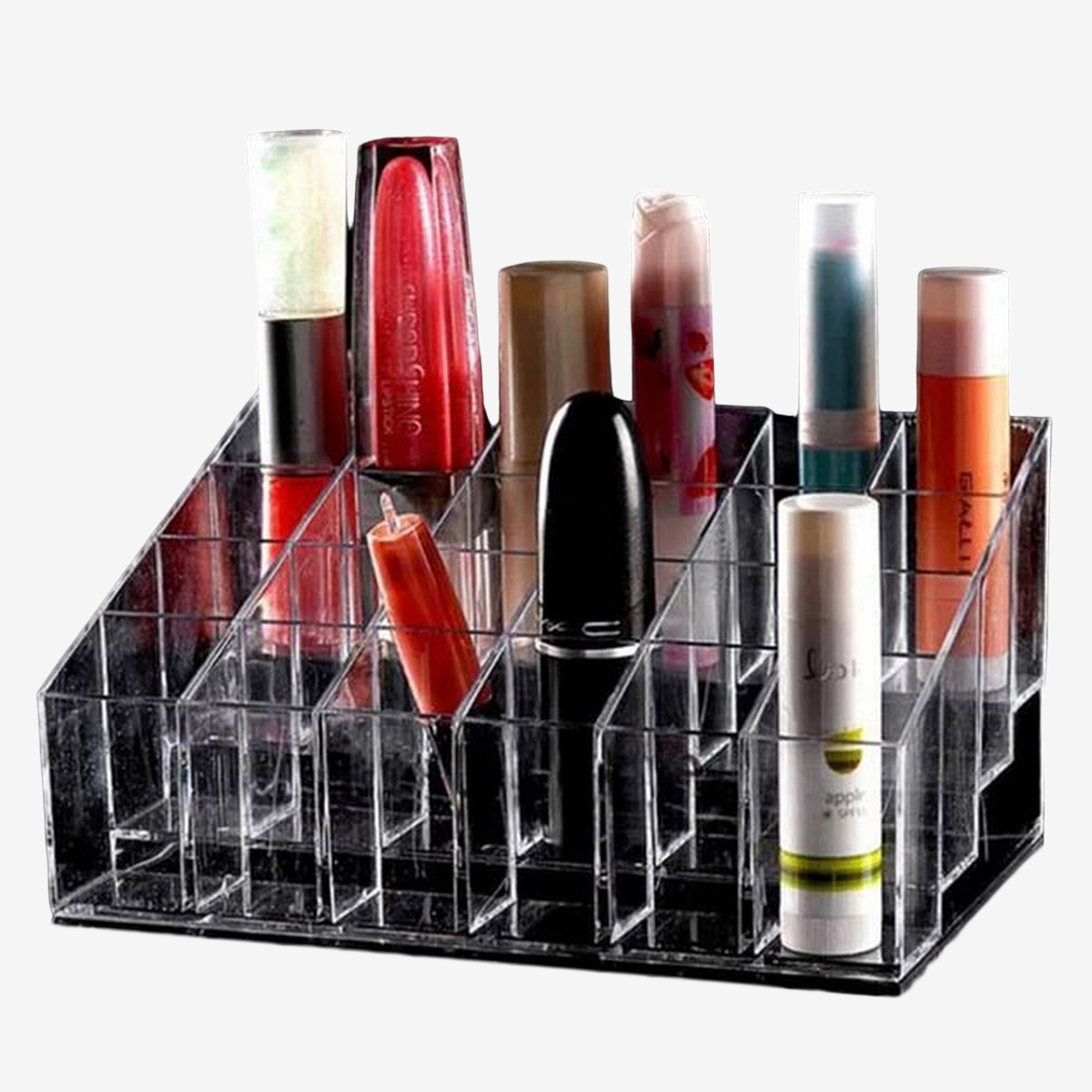 Lattice Trapezoid Plastic Transparent Makeup Display Rack Lipstick Stand Rack Cosmetic Organizer