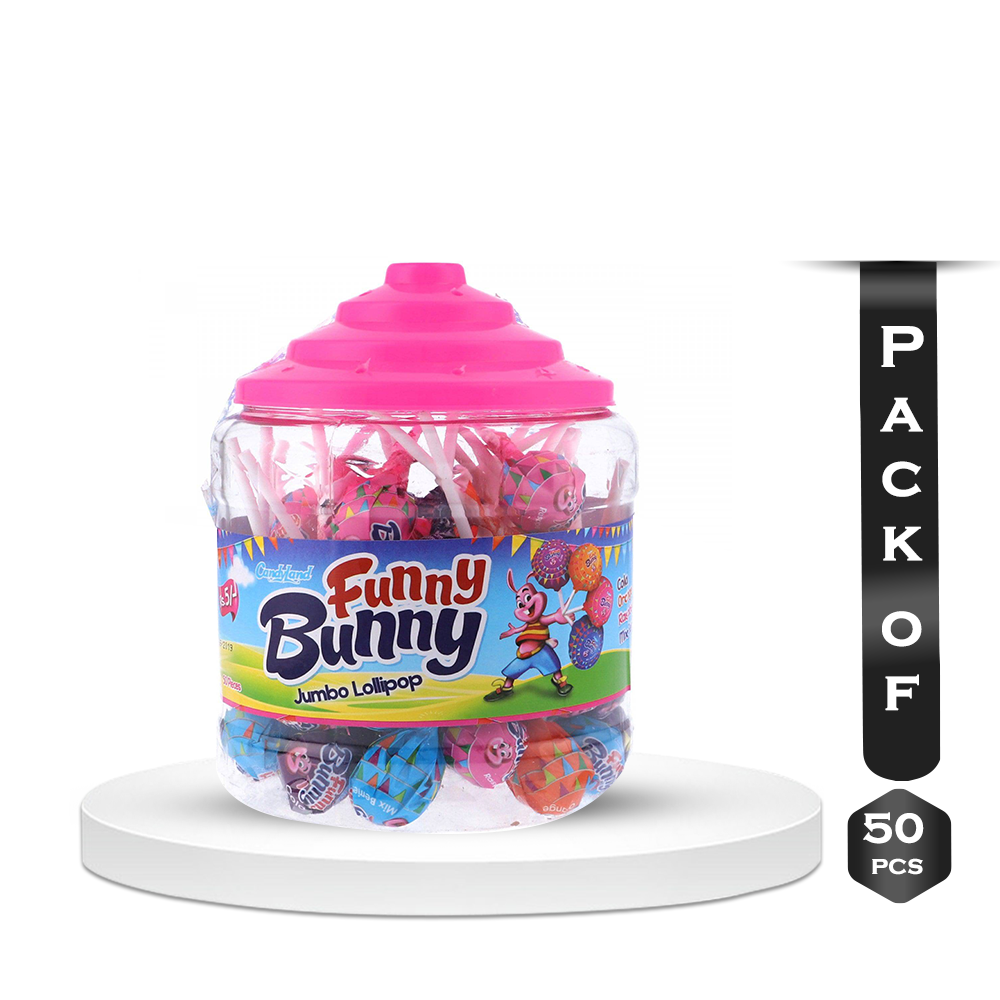 CandyLand Funny Bunny Jumbo Lollipop (50) PCS JAR