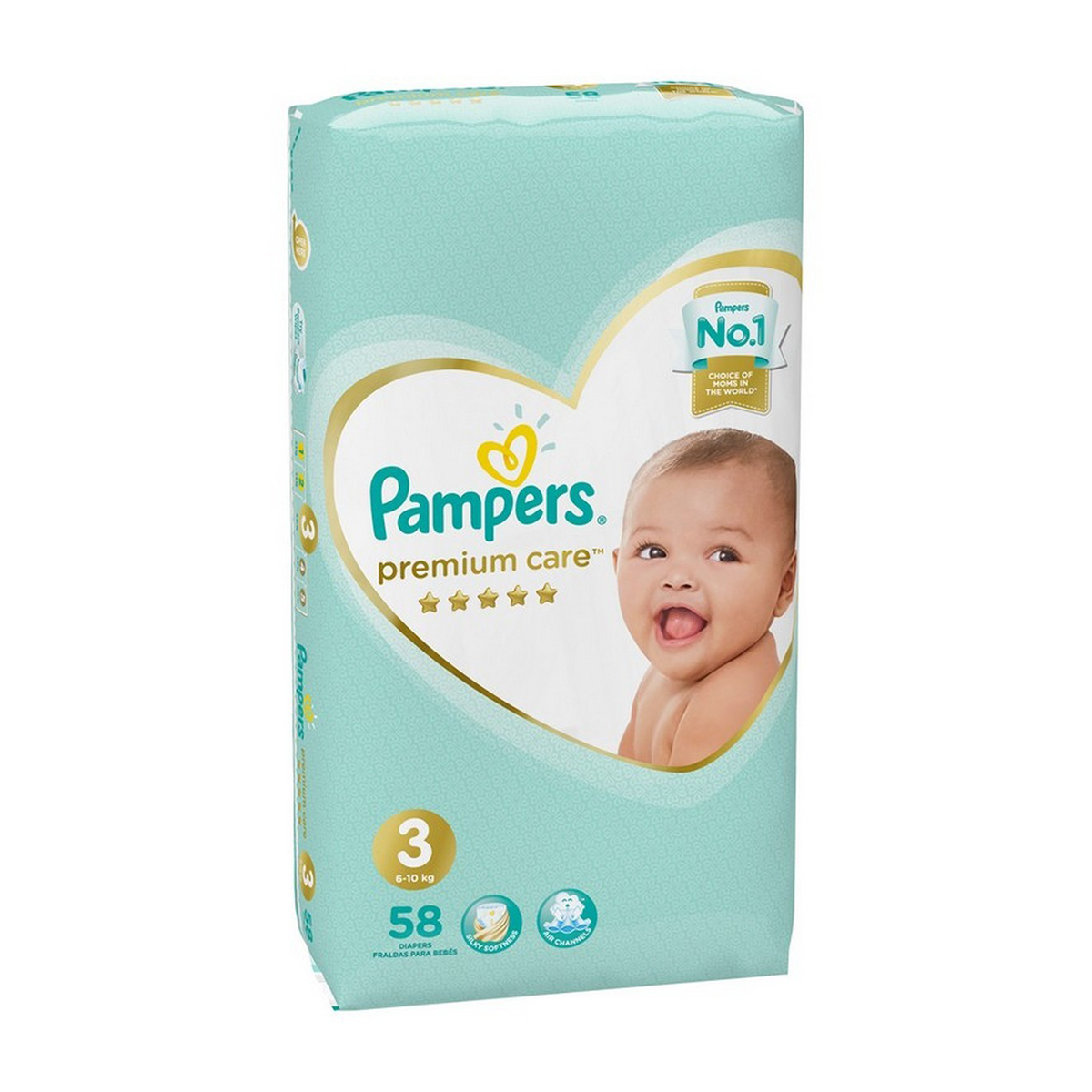 Pampers Premium Care Mainline Taped Diapers (Size-3 Medium 58Pcs)