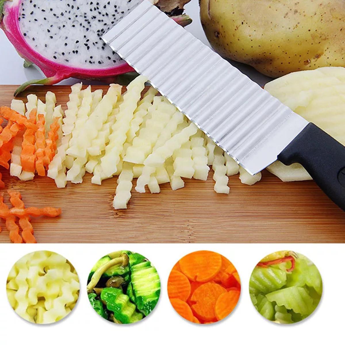 Crinkle Fries Cutter Knife with Handle Stainless Steel High Quality