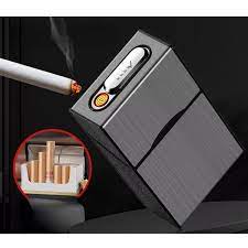 Customize USB Rechargeable Electric 2 in 1 Lighter 20 Cigarette Case Flameless