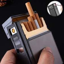 Portable USB Rechargeable Electric Lighter  20 Cigarette Case