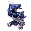 Alloy Foldable Baby Stroller Pram For Newborn to 18 Months Blue Black (random) color with 8 Big Tyres