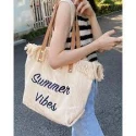 Commuter Student Versatile Tote Bags 2024 New Fashion Letter Tassel Canvas Bags Large Capacity Simple Girl Shoulder Bags