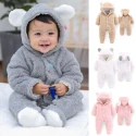 Infant Baby Boy Girl Winter Warm Romper Jumpsuit Hooded Outfit Clothes