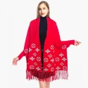 Stylish Bat Wing Printed Fleece Shawl The Ultimate Poncho For Women’s Winter Fashion