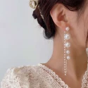Luxury Elegant Imitation Pearl Dangle Earrings for Women Crystal Long Earring Exquisite Drop Earring Party Wedding Jewelry