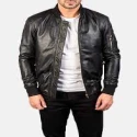 Men's faux leather bomber jacket