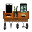 Wooden Wall Hanger  Mobile Charging Stand  Keys Hanging Hooks Multipurpose