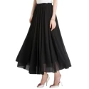 Women's Jet Black Chiffon Long Skirt