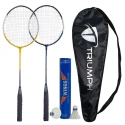 2 Badminton Rackets with 2 Feather Shuttles