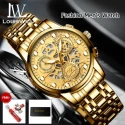 LouisWill Gold Waterproof Wrist Watch with Calendar For Men